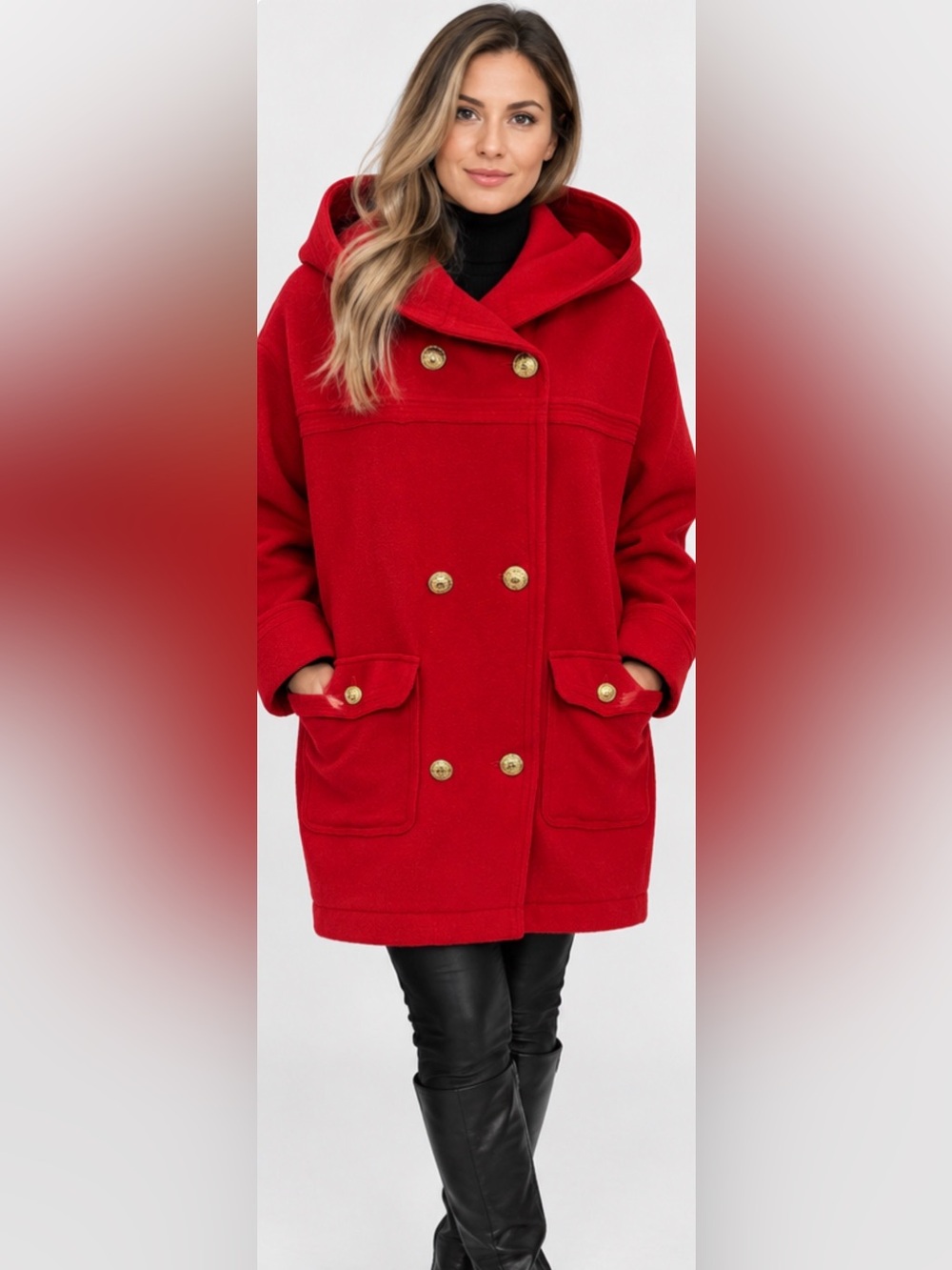 Vintage Versace Jeans Couture Red Mohair Wool Coat Italy S